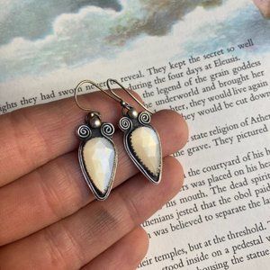 Air Alchemy white moonstone sterling silver earrings